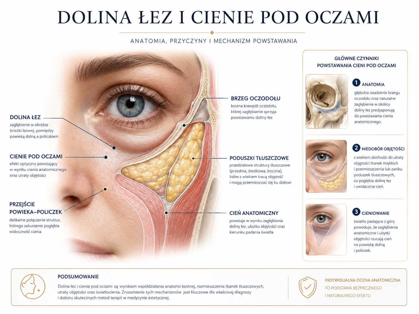 Profesjonalna ilustracja doliny łez i cieni pod oczami