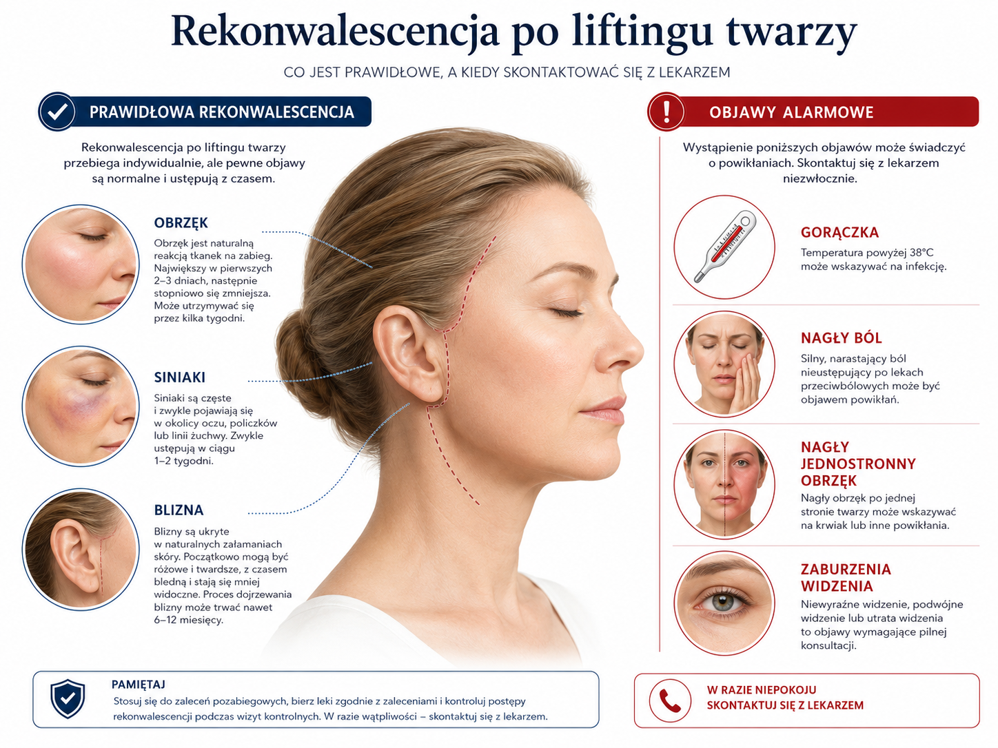 Profesjonalna ilustracja rekonwalescencji po liftingu